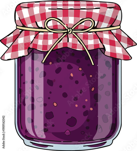 Flat Vector Miniature Jar of Artisanal Fig Jam for Gourmet Food and Pantry Branding