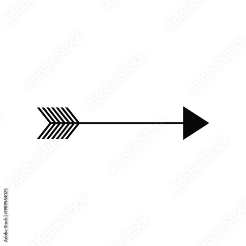 A minimalist black arrow points distinctly to the right with a feathered fletching on its tail.