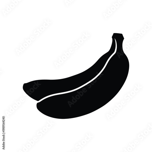 A solid black silhouette of two ripe bananas, suggesting healthy eating and tropical fruit.