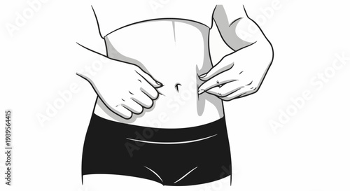 Hands pinching the abdomen to assess body fat