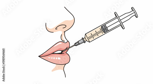 Close-up of lips receiving a cosmetic injection from a syringe