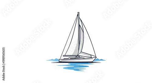 Simple line drawing of a sailboat on blue water