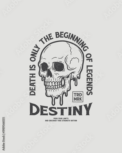 Melting Skull Destiny Death Beginning Legends T-shirt Design.