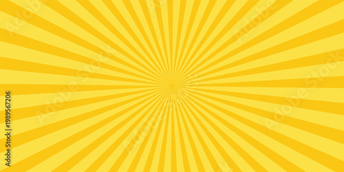 Yellow banner with Sun rays, yellow lines background, light