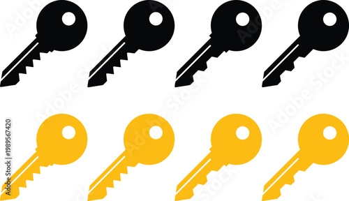 key icon set. Authorization key and private access design. access account login password icons. Electronic key and security code symbol
