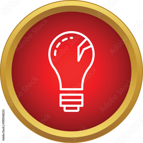 Broken light bulb icon symbolizing idea failure, creative block, and problem