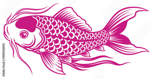 Vibrant pink koi fish illustration a detailed artistic representation of aquatic life