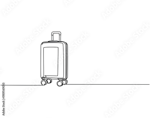 Continuous line drawing of suitcase. Single line illustration of luggage. Traveling concept. Editable outline