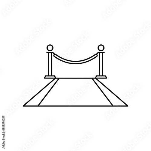 An icon illustrating a red carpet event with stanchions and rope barriers.