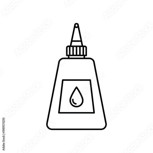 A black line drawing illustrates a bottle of glue with a droplet, representing adhesion and bonding.