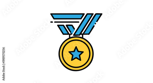 Elegant Award Medal with Ribbon for Achievement and Recognition