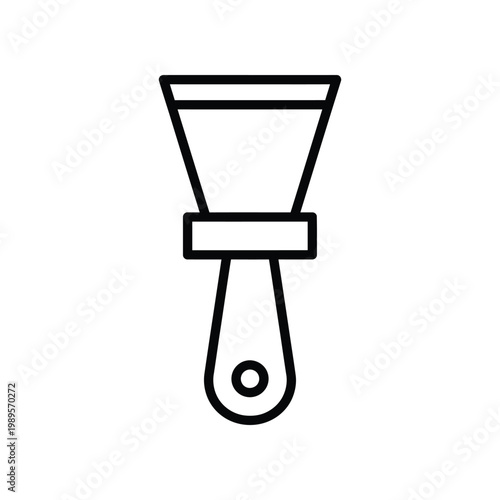 A clean outline icon representing a putty knife or scraper is presented on a white backdrop.