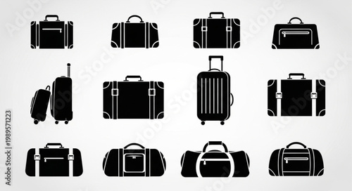 Collection of various travel luggage and bags.
