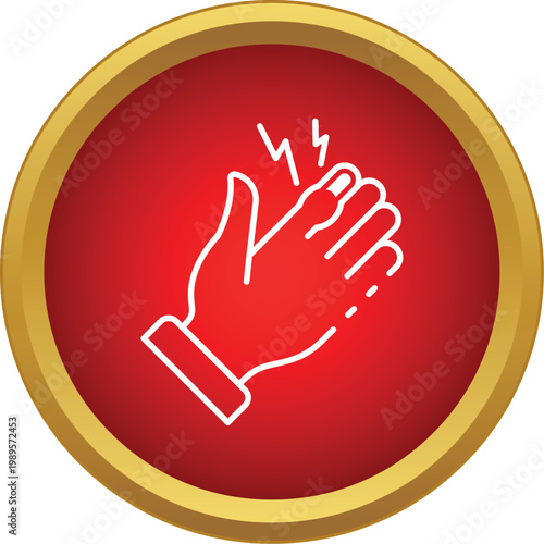 Hand experiencing pain with lightning bolt symbol on finger representing injury or arthritis