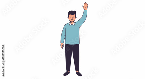 Foto Man Waving Hand Greeting Friendly Gesture.