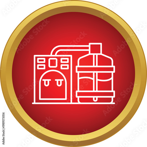 Water dispenser with a purification system and large refillable bottle