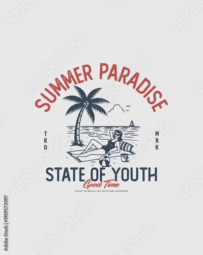 Summer Paradise State of Youth Good Time Beach Scene.