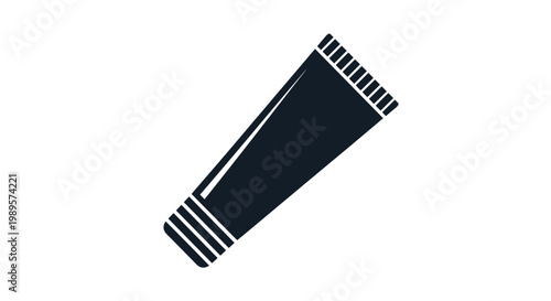 Simple black silhouette of a cosmetic tube or toothpaste container is shown at an angle on a clean white background for easy use.