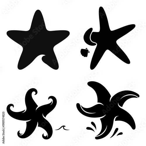 Stylized starfish ocean summer icon collection