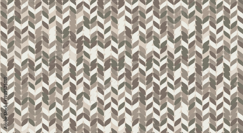 Seamless geometric pattern with a chevron or herringbone knit texture in sophisticated shades of beige and gray for fabric design.