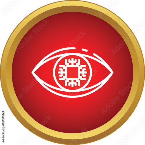 Bionic eye with a microchip symbolizing artificial intelligence and cybernetic vision