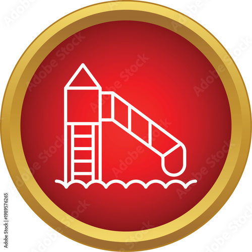 Water slide line icon symbolizing summer fun and aquapark activity