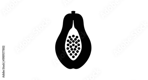 Vector illustration of papaya fruit icon with seeds on a transparent background