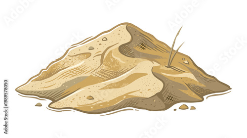 Vector Pinocut Desert sand dune illustration.