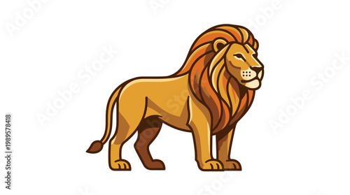 Vector Pinocut A majestic lion illustrated in a standing pose, exuding regal power.