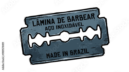 Vector Pinocut A vintage razor blade with text.