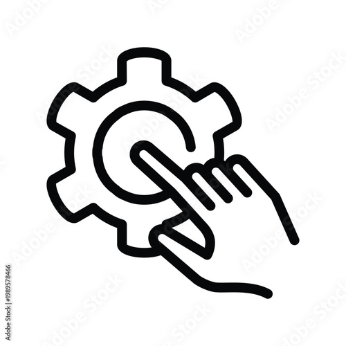 Hand click setting gear button outline icon vector design good for web or mobile app