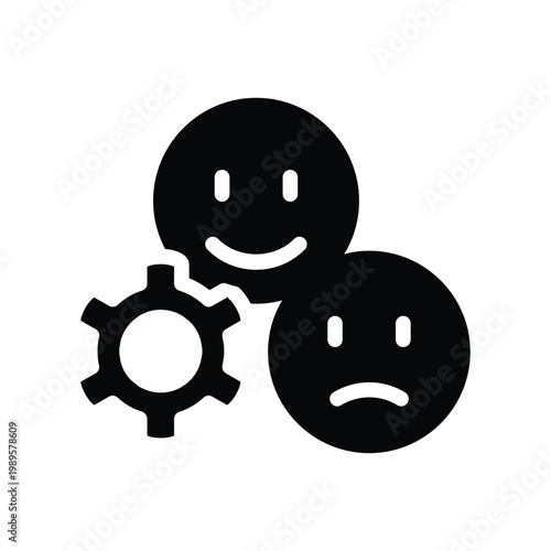 emoticon and gear solid icon vector design good for web or mobile app