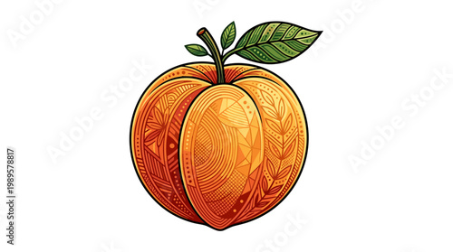 Vector Pinocut A beautifully illustrated peach, a symbol of freshness and taste.