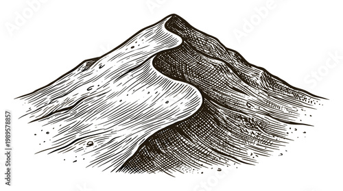 Vector Pinocut Mountain landscape drawing with fine details.