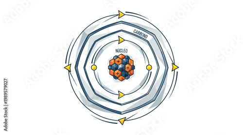 Vector Pinocut Atom Structure of Carbon