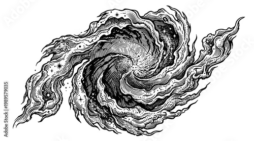 Vector Pinocut A captivating illustration of a swirling galaxy, filled with stars and cosmic energy.