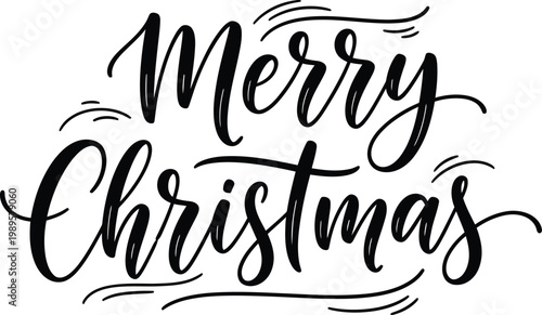 Elegant brush lettering 'merry christmas' festive holiday greeting