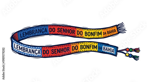 Vector Pinocut Colorful ribbon of Senhor do Bonfim, a symbol of faith and tradition.