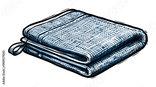 Vector Pinocut A folded blue towel with a loop.