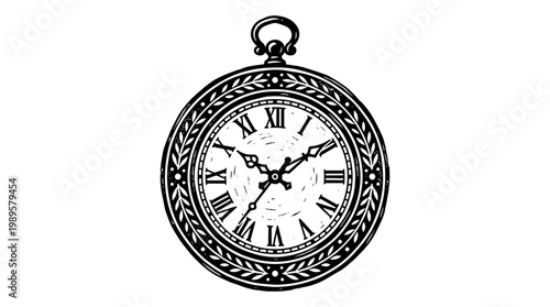 Vector Pinocut An Elegant Pocket Watch, Capturing a Moment in Time