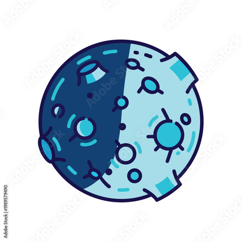 Illustration of the Moon with Detailed Surface Features and Craters