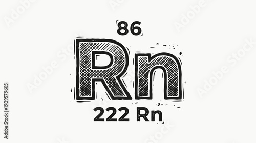 Vector Pinocut An artistic illustration of the chemical symbol for Radon with its atomic number and mass number.