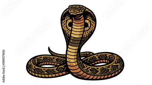 Vector Pinocut An illustrated cobra snake slithering gracefully with a unique pattern.