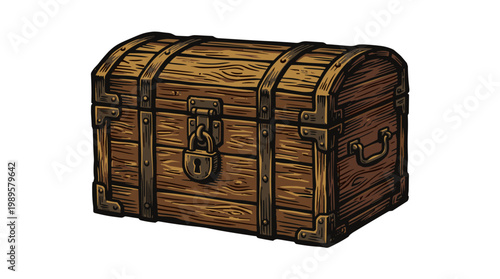 Vector Pinocut A detailed illustration of an old wooden treasure chest. 