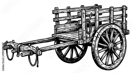 Vector Pinocut A historical wooden cart.