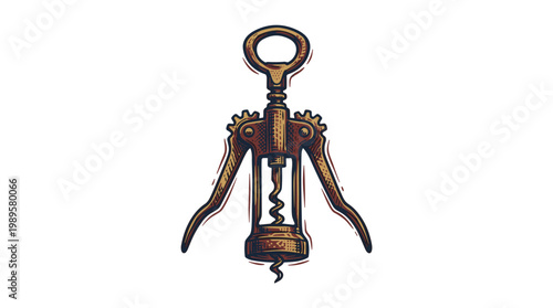 Vector Pinocut A detailed illustration of a vintage corkscrew.