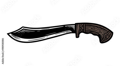 Vector Pinocut A meticulously crafted machete with a dark, gleaming blade.