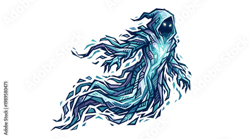 Vector Pinocut A mysterious ghostly figure floats through the shadows.