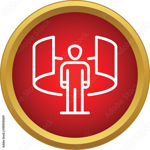 Person standing in an immersive virtual reality 360 degree environment icon