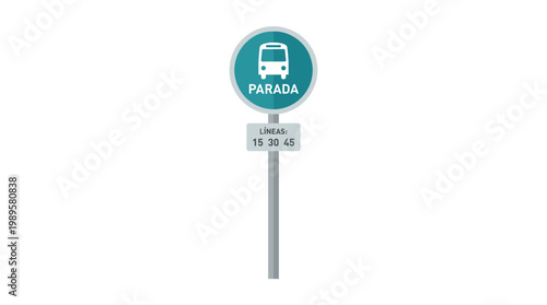 Vector Pinocut Bus stop sign and schedule indicating time.